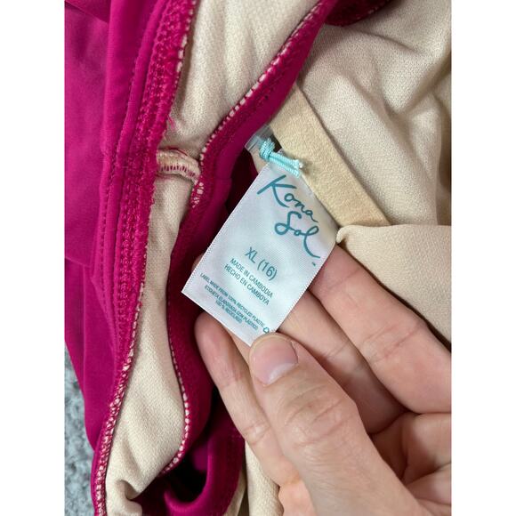 Kona Sol Swimsuit Womens XL Pink Padded One Piece Asymmetrical One Shoulder NWT - Picture 9 of 11
